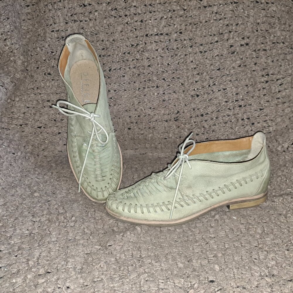 OFFICE London-Sage Green Nubuck Fisherman/Ghillie Sandals-Sz 40-Excellent - Picture 1 of 8